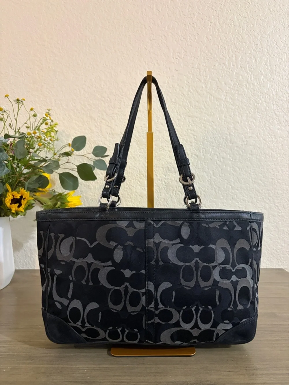 Coach Black Optic Signature Jacquard Tote Bag - Picture 2 of 11